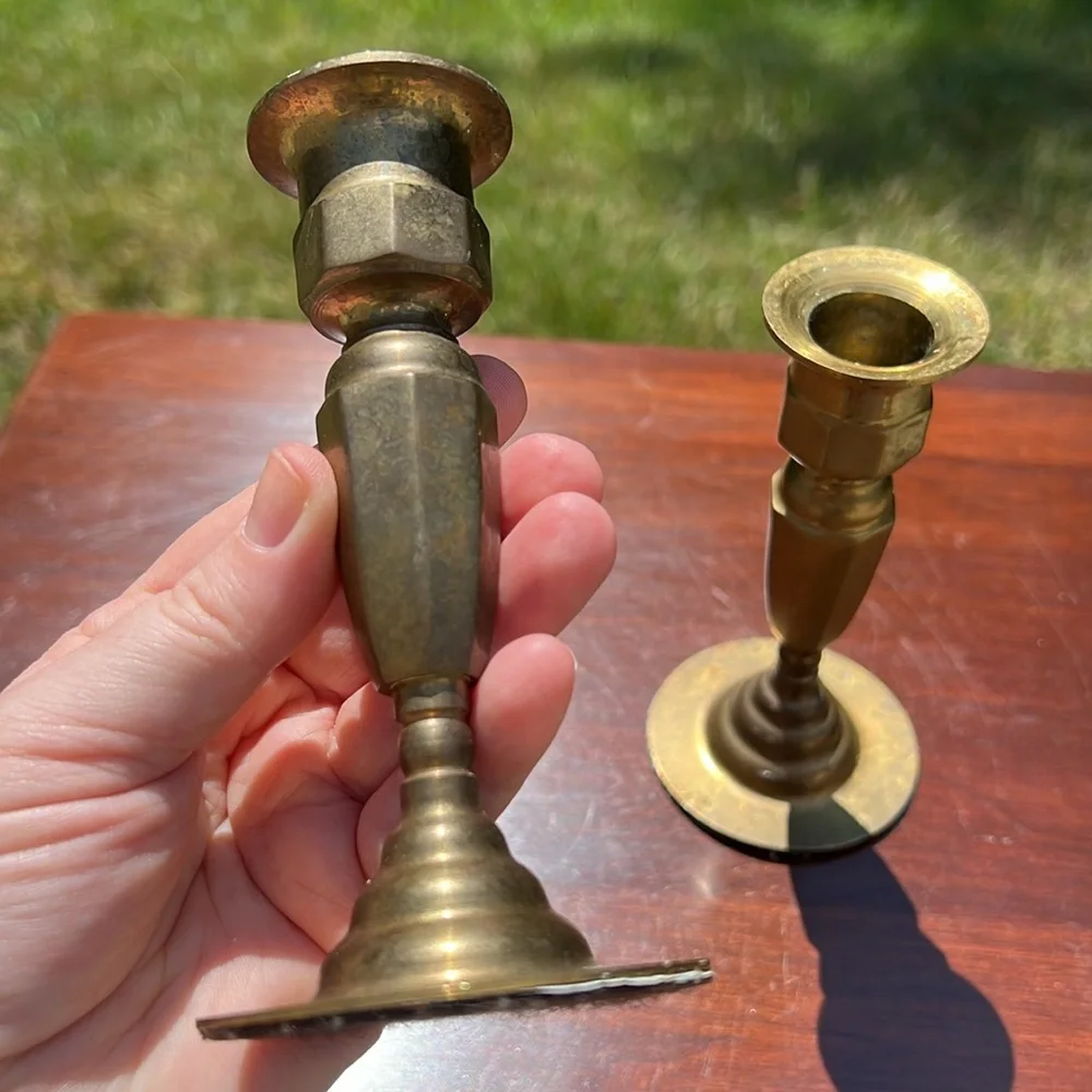 Colonial Williamsburg Style Gold Brass Candlestick Holders Taper Candle Holders